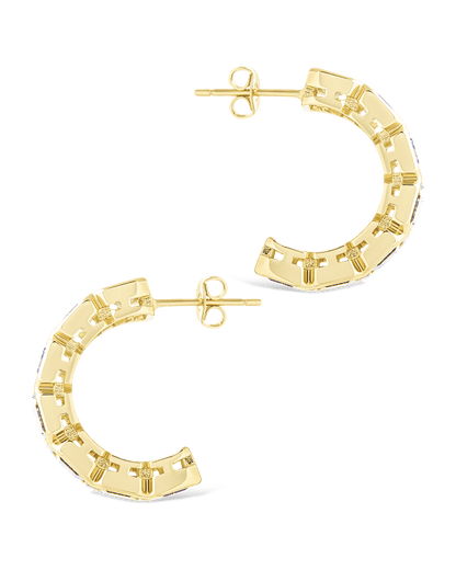 Nyssa Bezel CZ Station Hoop Earrings