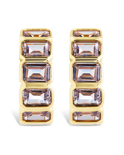 Nyssa Bezel CZ Station Hoop Earrings
