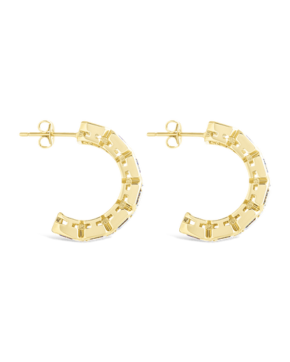 Nyssa Bezel CZ Station Hoop Earrings