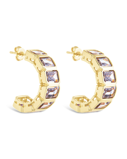Nyssa Bezel CZ Station Hoop Earrings