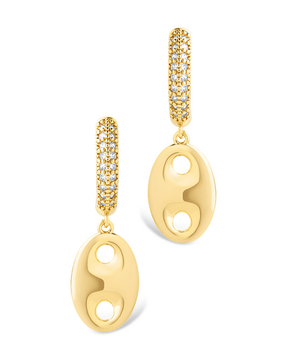 Bliss CZ Anchor Chain Micro Hoop Earrings