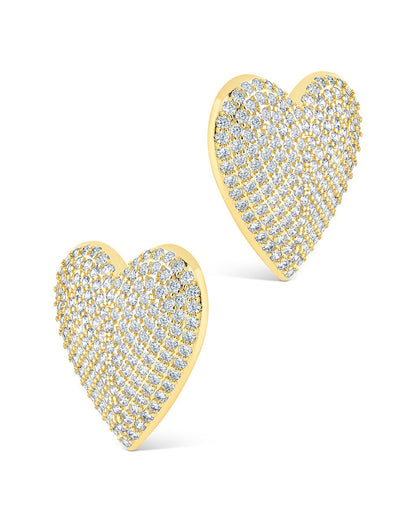 Disco Heart CZ Statement Stud Earrings
