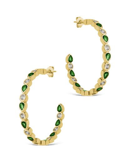Bezel Set Mixed CZ Hoops