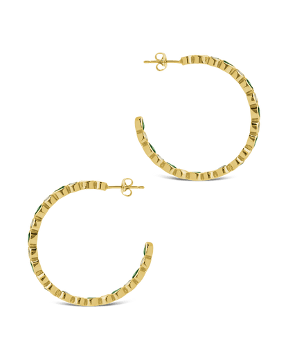 Bezel Set Mixed CZ Hoops
