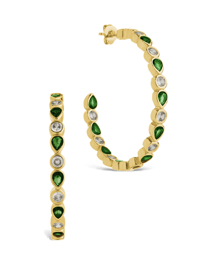 Bezel Set Mixed CZ Hoops