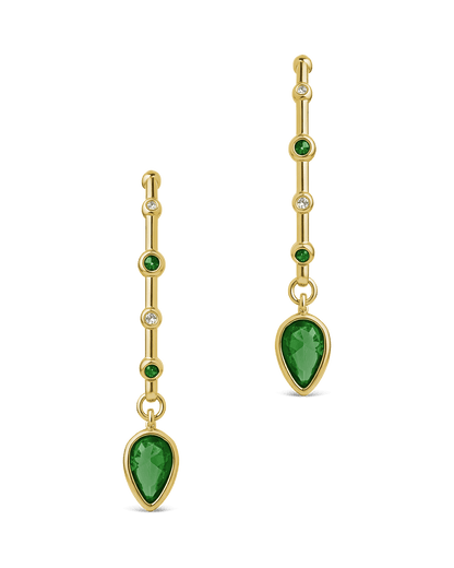 Bezel CZ Station Hoop Earrings