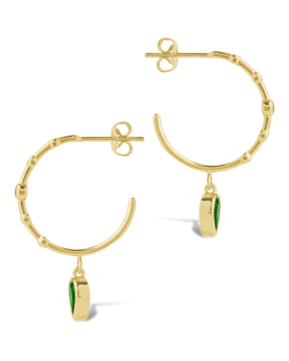 Bezel CZ Station Hoop Earrings