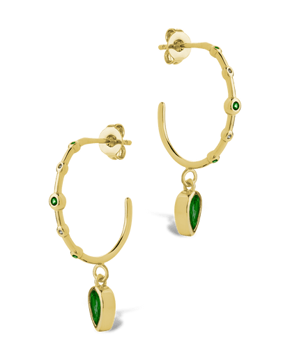 Bezel CZ Station Hoop Earrings