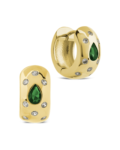 Mixed CZ Chunky Huggie Hoops