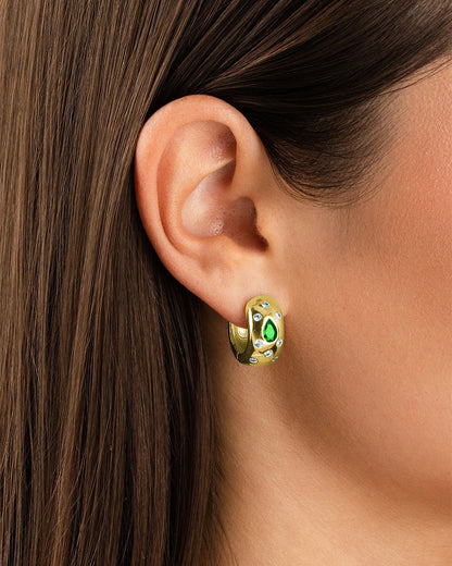 Mixed CZ Chunky Huggie Hoops