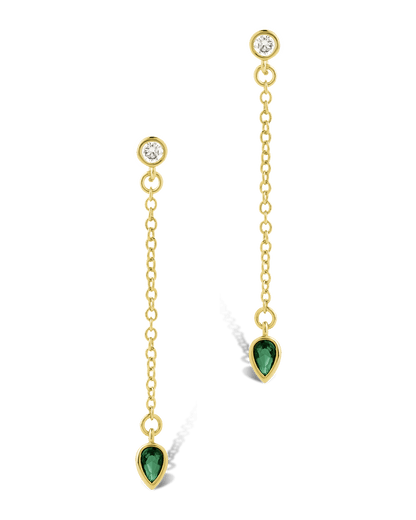 Delicate Chain Link CZ Drop Earrings