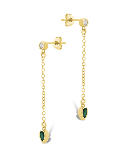 Delicate Chain Link CZ Drop Earrings