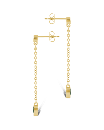 Delicate Chain Link CZ Drop Earrings