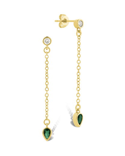 Delicate Chain Link CZ Drop Earrings