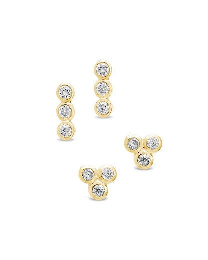 Sterling Silver 2pc Bezel Stud Set