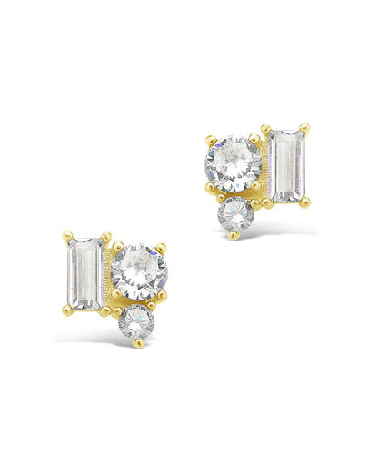 Sterling Silver CZ Cluster Studs