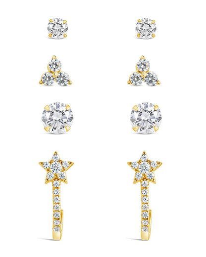Sterling Silver 4pc Everyday CZ Earring Set