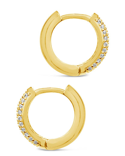 Sterling Silver Pave CZ Infinity Hoop Earrings