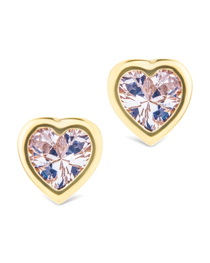 Sterling Silver Bezel Set CZ Heart Studs