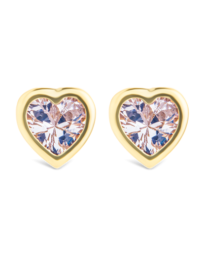 Sterling Silver Bezel Set CZ Heart Studs