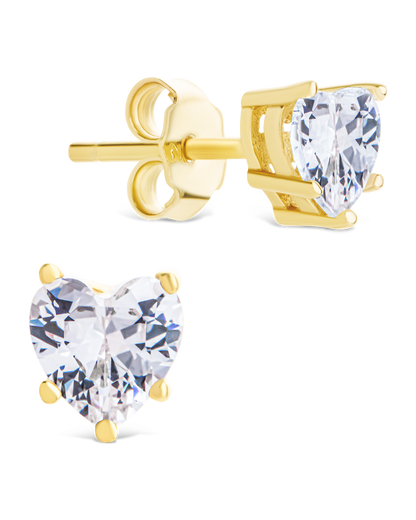 Sterling Silver 5mm Heart CZ Stud Earrings