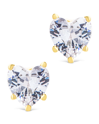 Sterling Silver 5mm Heart CZ Stud Earrings