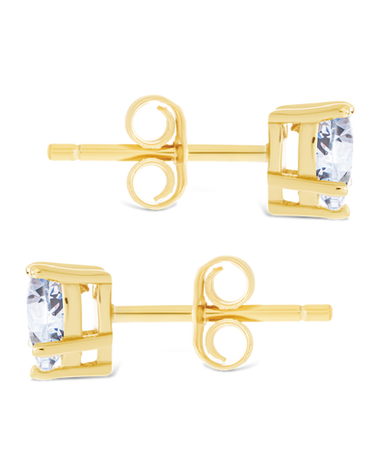 Sterling Silver 5mm Heart CZ Stud Earrings