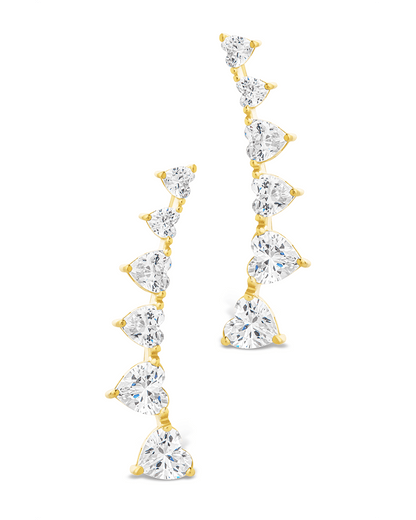 Sterling Silver Jillian CZ Heart Crawler Studs