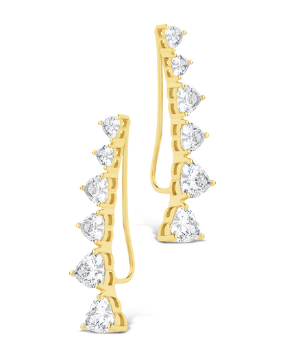 Sterling Silver Jillian CZ Heart Crawler Studs