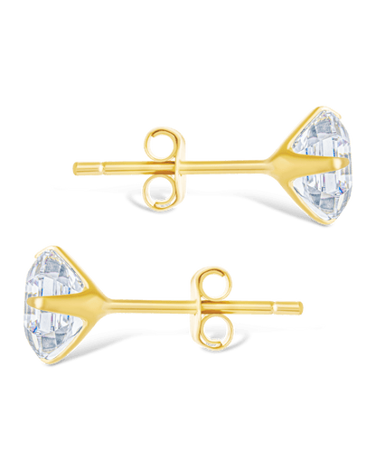 Sterling Silver Asscher Cut Prong Set Stud Earrings