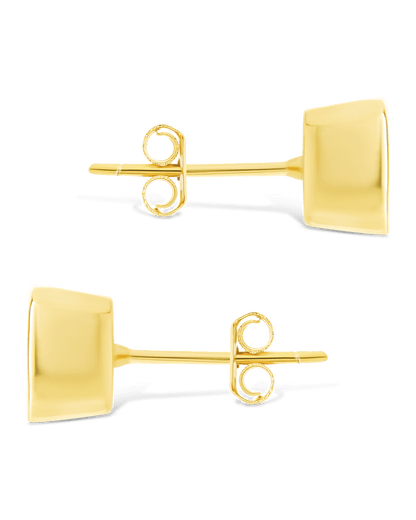 Sterling Silver Cushion Cut Bezel Set Stud Earrings
