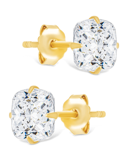 Sterling Silver Cushion Cut Prong Set Stud Earrings