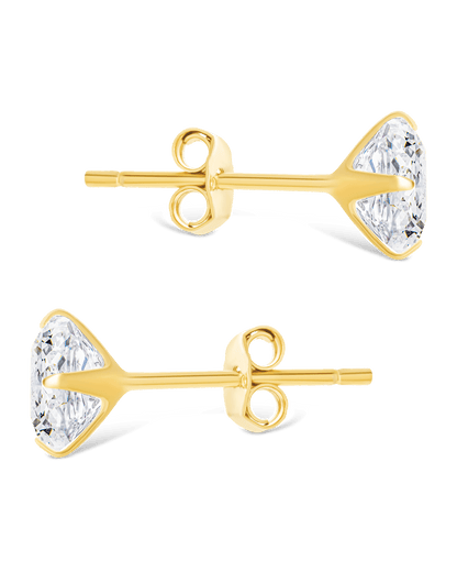 Sterling Silver Cushion Cut Prong Set Stud Earrings
