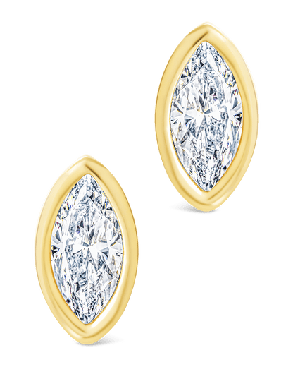 Sterling Silver Marquise Cut Bezel Set Stud Earrings