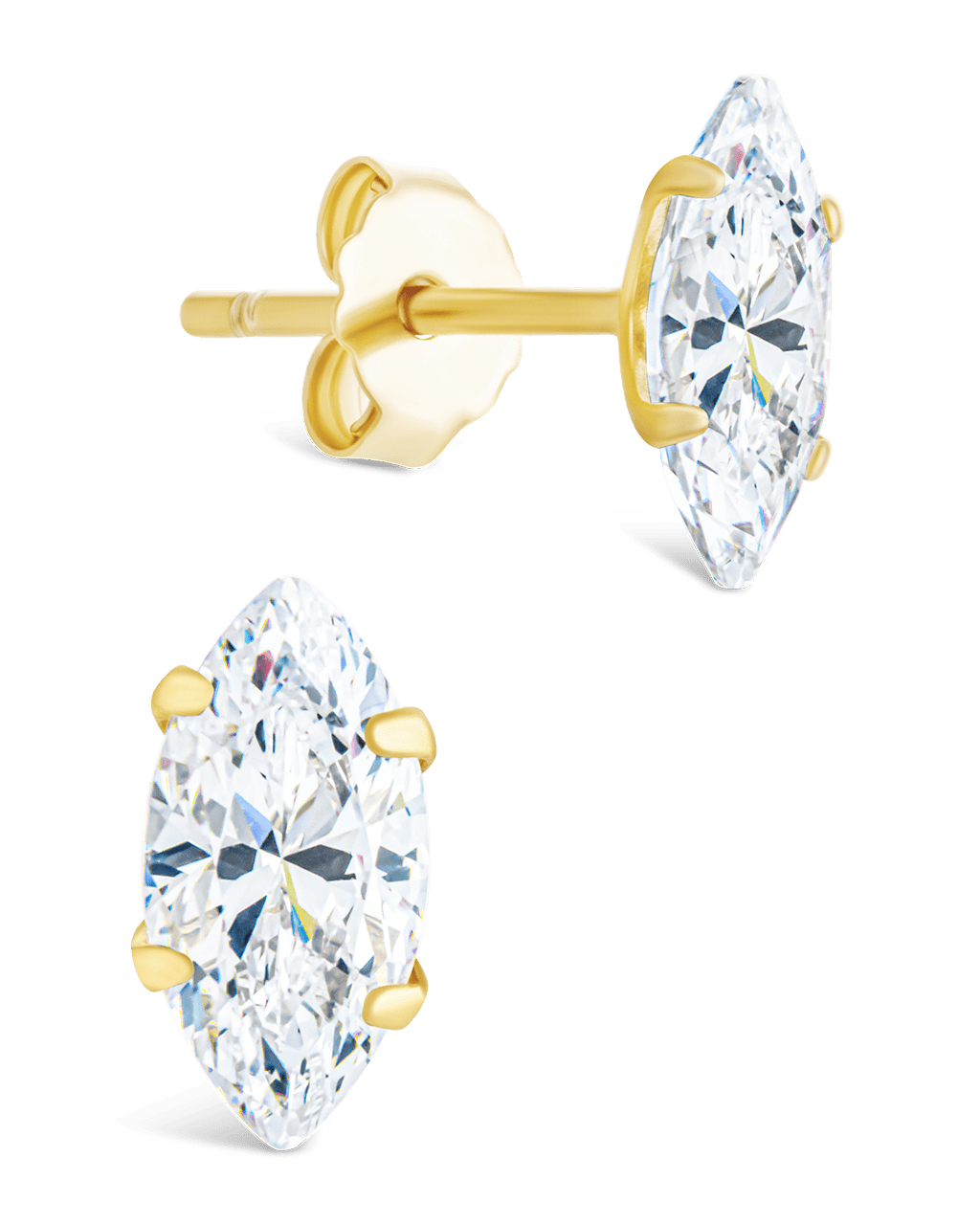 Sterling Silver Marquise Cut Prong Set Stud Earrings