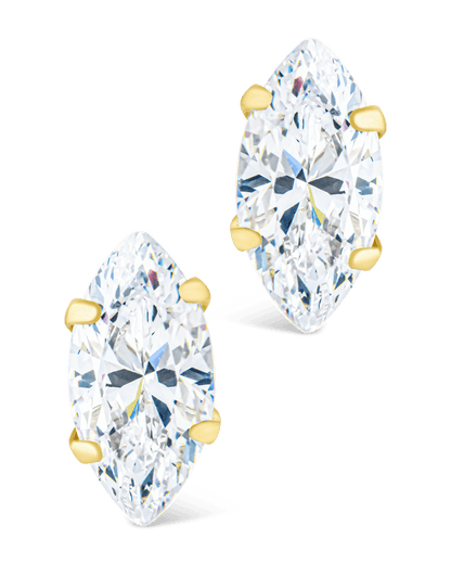 Sterling Silver Marquise Cut Prong Set Stud Earrings