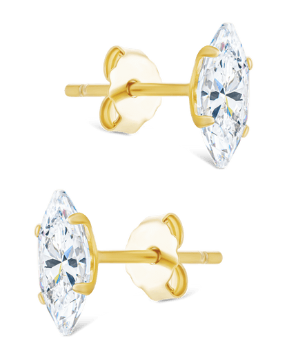 Sterling Silver Marquise Cut Prong Set Stud Earrings