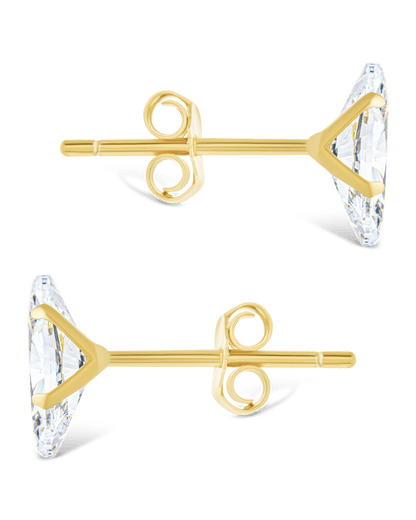 Sterling Silver Marquise Cut Prong Set Stud Earrings