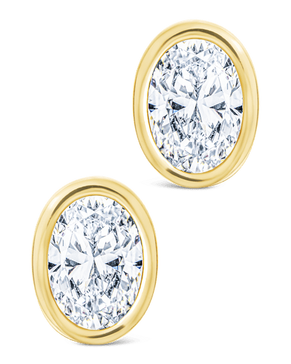 Sterling Silver Oval Cut Bezel Set Stud Earrings