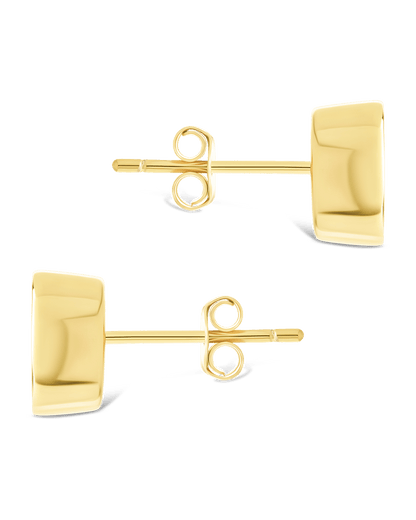 Sterling Silver Oval Cut Bezel Set Stud Earrings
