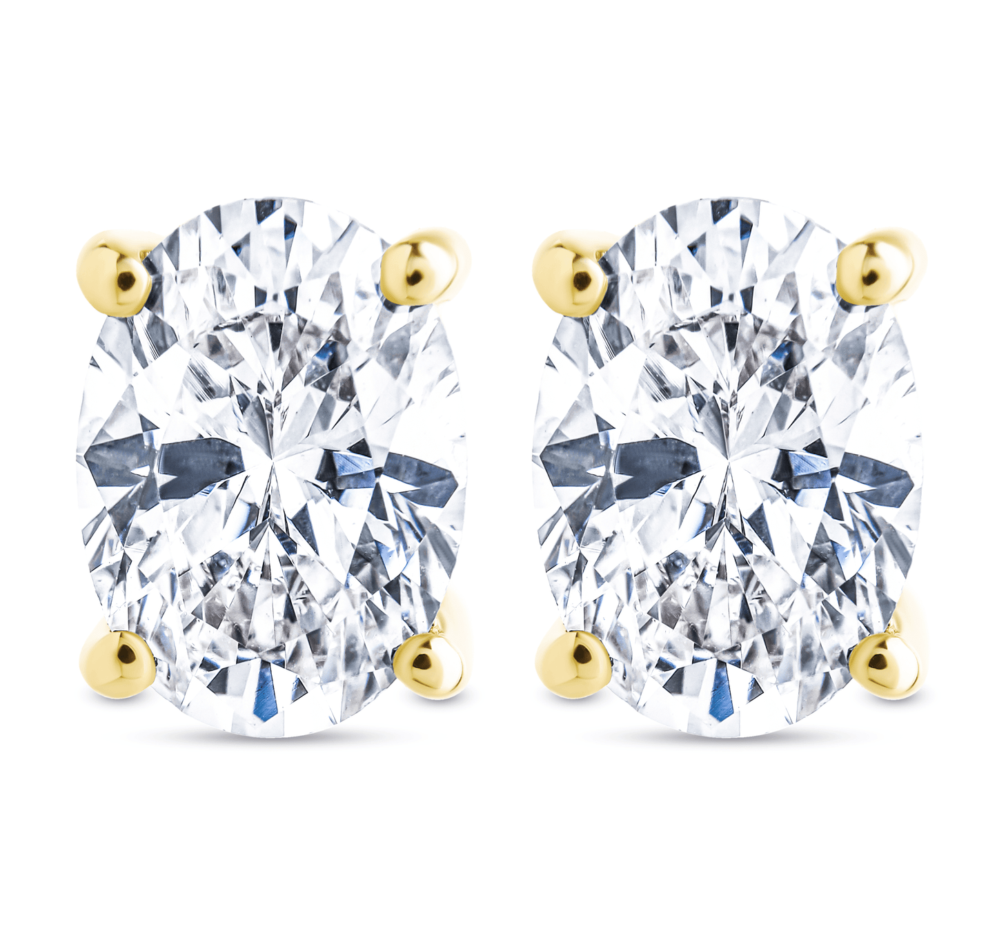 Sterling Silver Oval Cut Prong Set Stud Earrings