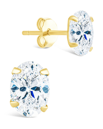 Sterling Silver Oval Cut Prong Set Stud Earrings