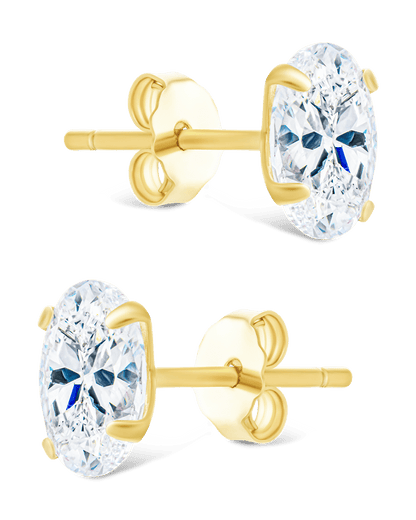 Sterling Silver Oval Cut Prong Set Stud Earrings