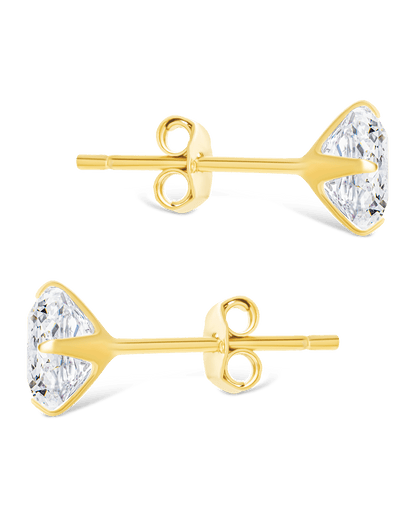 Sterling Silver Princess Cut Prong Set Stud Earrings
