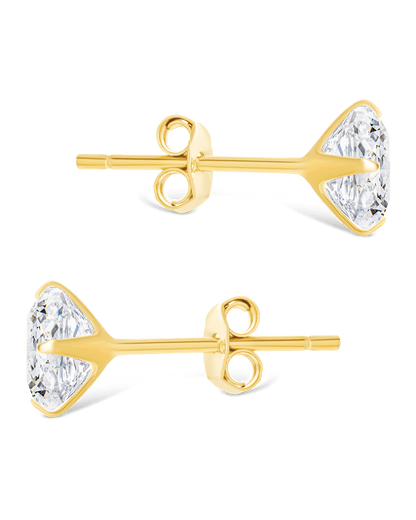 Sterling Silver Radiant Cut Prong Set Stud Earrings