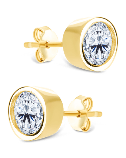 Sterling Silver Helene Round Cut Bezel Set Stud Earrings