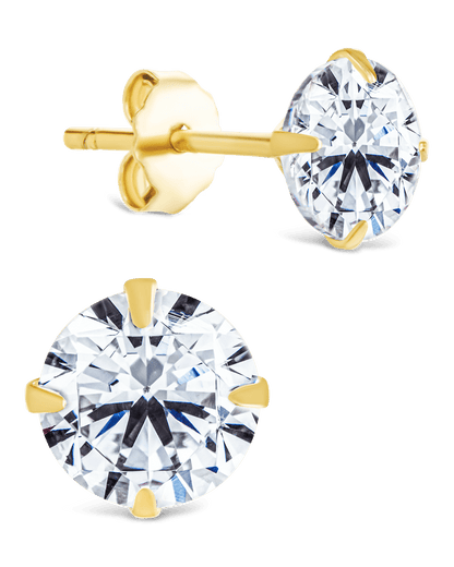Sterling Silver Round Cut Prong Set Stud Earrings