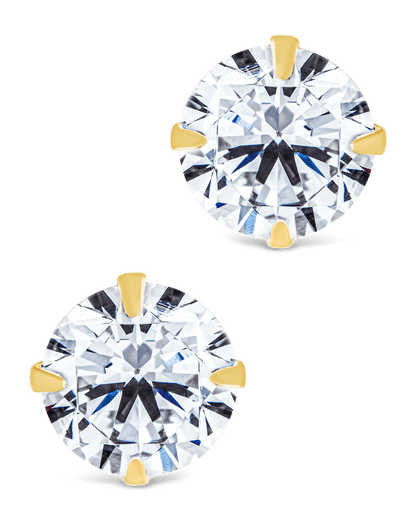 Sterling Silver Round Cut Prong Set Stud Earrings
