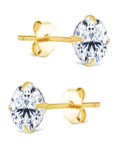 Sterling Silver Round Cut Prong Set Stud Earrings