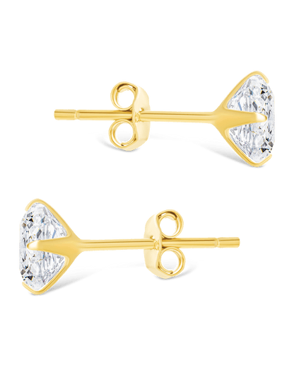 Sterling Silver Round Cut Prong Set Stud Earrings